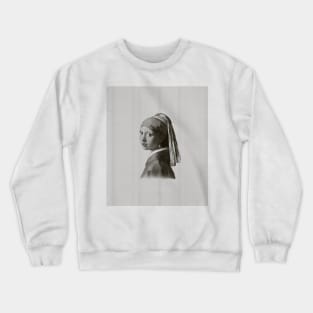 Girl with the Pearl Earring Painting in Vertical Stripes Pattern Crewneck Sweatshirt